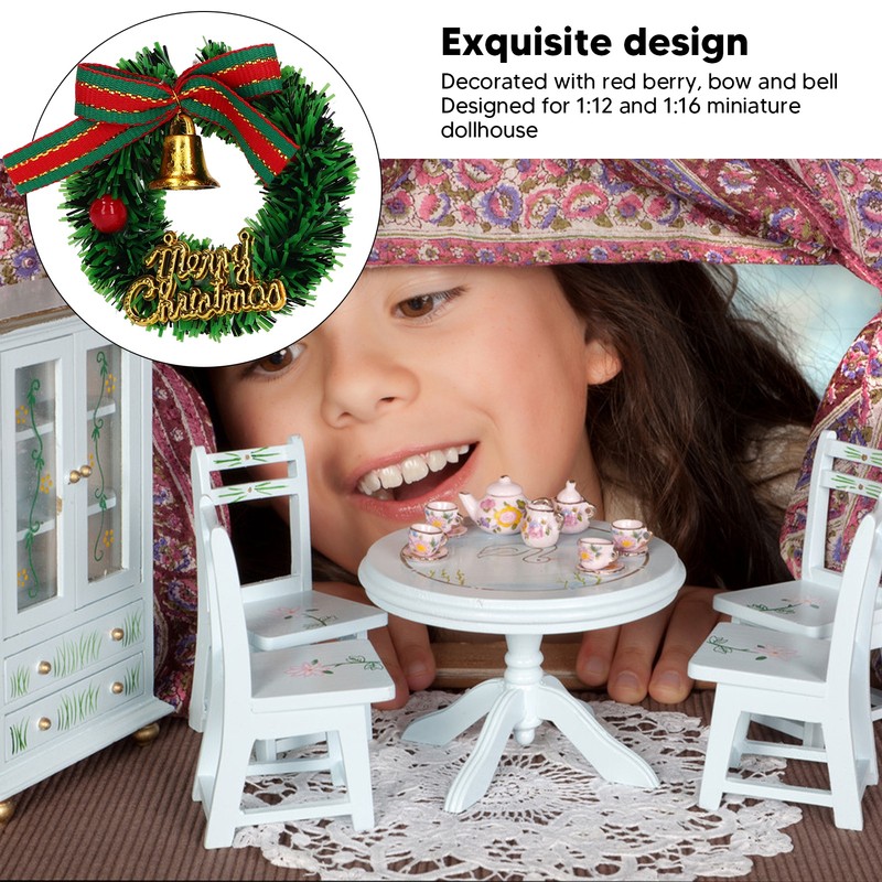 10Pcs Dollhouse Christmas Wreath Exquisite Colors Cute Life Scenes Miniature