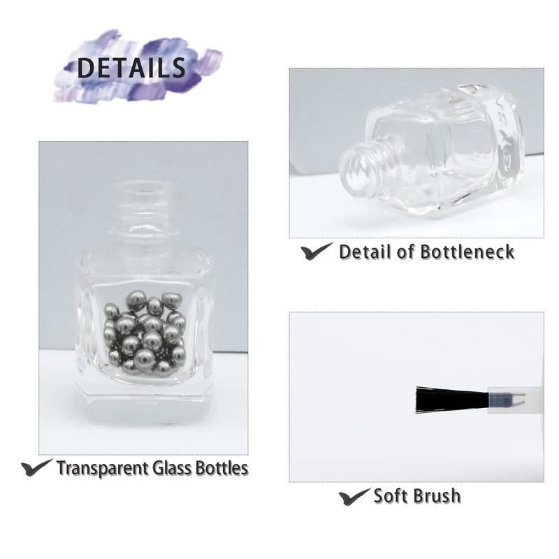 Agidea 6PCS Empty Nail Polish Bottles with Funnel, Empty Fingernail