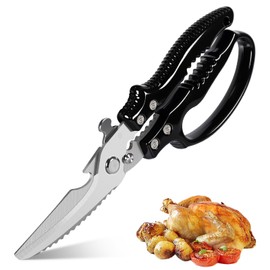 Dwzenvie Heavy Duty Poultry Shears, Kitchen Shears Black with Slip Handle & Safety Lock, Multi-Purpose Kitchen Scissors for Chicken, Meat Cutting Turkey Fish Vegetables