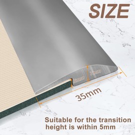10Ft Floor Transition Strip, Self Adhesive Carpet Edging Trim Strip, Threshold Strips for Threshold Height Less Than 5 mm (Grey)