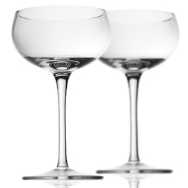 Amehla x The Educated Barfly Collection - Handblown Coupe Cocktail Glasses - Vintage Early 1900's Style Coupe Cocktail Glasses, 7oz Handblown Crystal, Set of 2 (Plain)