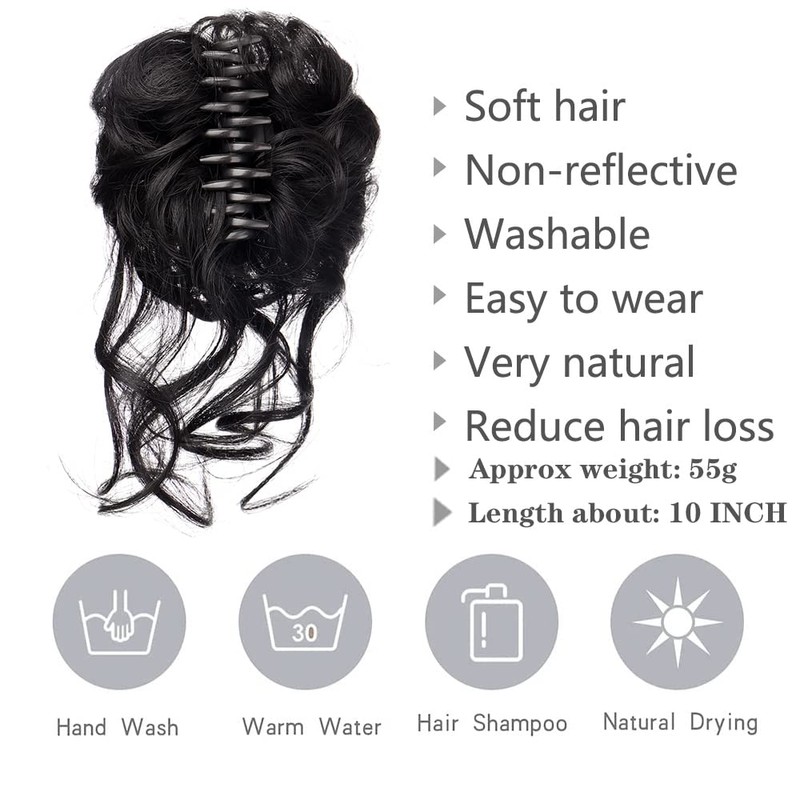 Extensión de moño de pelo rizado desordenado, 1 unidad, rizado,