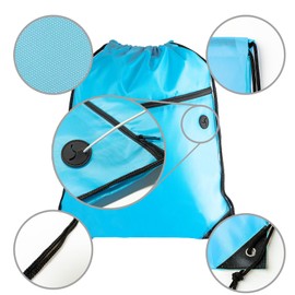 CODOBON Lightweight Drawstring Backpack with 2 Compartments Holds 14" Laptop & Shoes | Foldable to Phone Size, Zip Pocket with Cable Port | Economical for Gym, Travel, parties (Multi -6-colors 18pcs)