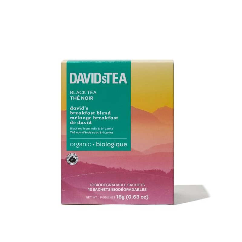 DAVIDsTEA Organic David's Breakfast Blend Black Tea, high caffeine, 12