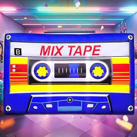 80's 90's Party Decoration 5FT Inflatable Magnetic Tape Party Decorations, Blow up LED Lights Party Favors, for 80s 90s Hip Hop Theme Party, Birthday Party, Music Party, Disco Retro Theme Party