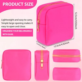 Pink Cosmetic Bag Nylon Makeup Bag Mini Cosmetic Bag Waterproof Small Makeup Pouch for Purse, Metal Zipper Coin Purse Pouch Sanitary Napkin Storage Bag for Women Girls, Pink, One Size, European and American
