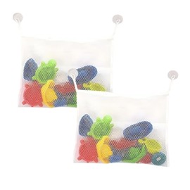2 x Bathroom Toy Storage Bag, Mesh Bag, Strong Hook, Tidy Toy Organiser, Accessory Bag for Bathroom, Helps Toys Air Dry Quickly and Your