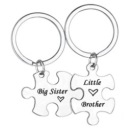 2 PCs Matching Keyring For Sisters Brothers Gifts From Sister Big Sister Little Sister Gifts From Brother Big Brother Gifts Little Brother Keyring Set (Big Sister & Little Brother)