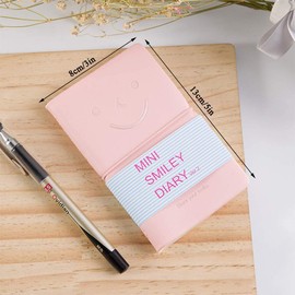 QUMENEY 6 Pack Pocket Notebooks Super Mini Size Portable Smiley Diary Notepads with PU Leather Case Blank Pages Easy Tear Off (Medium)