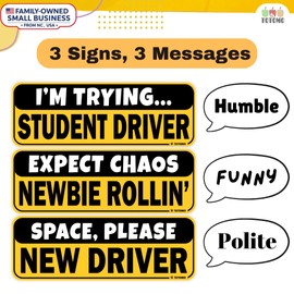 Non-Magnetic Student Driver Sticker for Car New Driver Vehicle Safety Sign Decal Window Cling Rookie Learner Driver Removable Bumper Sticker Please Be Patient (3 Sticker Set)