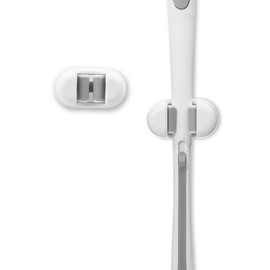 KEUYE Toilet Brush Holder, Compatible with Clorox, Toilet Wand Holder, Toilet Brush Holder Only, White Plastic, Nylon Bristles, Wall Mounted, Space-Saving, Easy Installation, 2.3" x 2" x 3.5", 1 Count