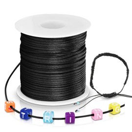 Elastic String for Bracelets, 0.8 mm 328 Feet Elastic Beading Cord, Stretchy String for Jewelry Making, Bracelet, Necklace, Beading, Crafts, Sewing (Black)