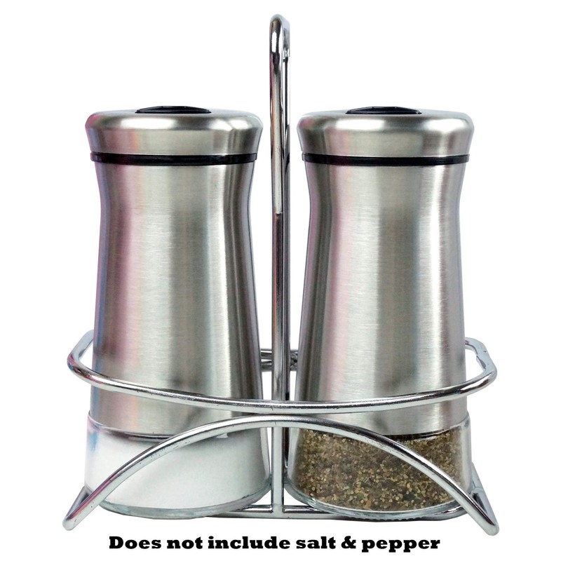 Pepper & Salt Shakers Stainless Steel Cover Glass Bottom Wire