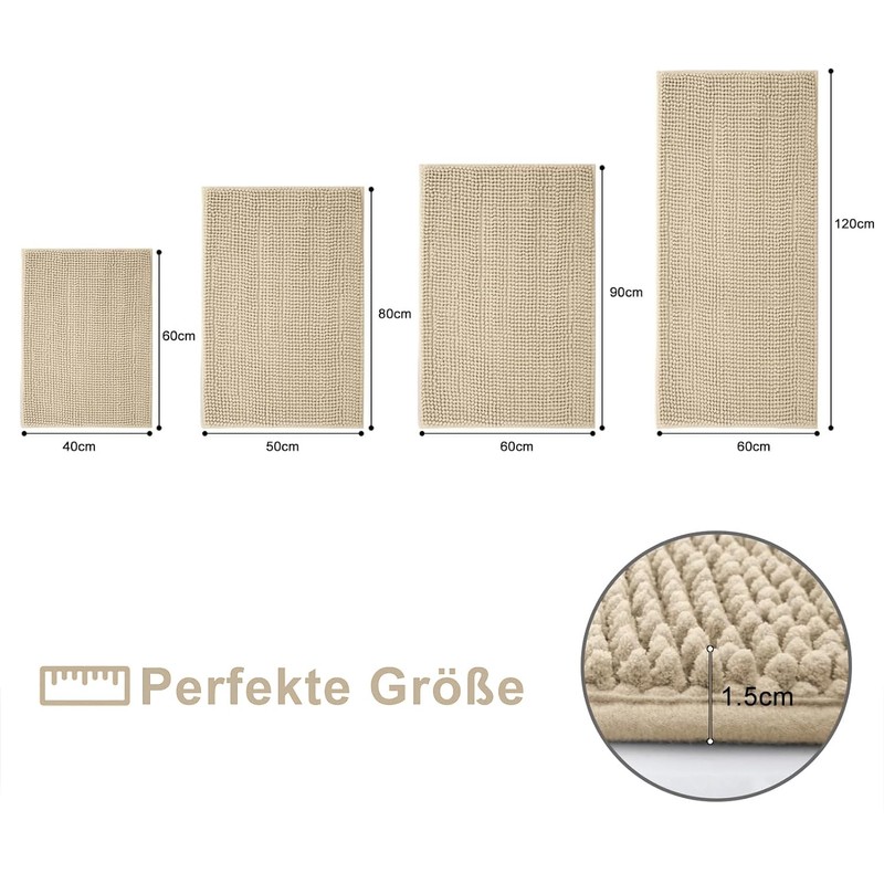 Homaxy Chenille Bathroom Rug, Non-Slip Bath Mat, Washable Bath Mat,