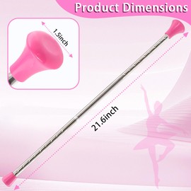 Quynhni Twirling Baton,Baton Twirling 21.6" Stainless Steel 2 Rhythmic Gymnastics Ribbon 3 Rainbow Hair Bands Suitable for Beginners Pink(21.6")