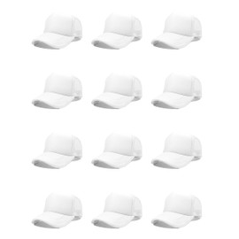 OAKFARM 12 Pack Sublimation Hats for Men Blank Trucker Hats Bulk Snapback Mesh Women Baseball Caps DIY Custom Pure White