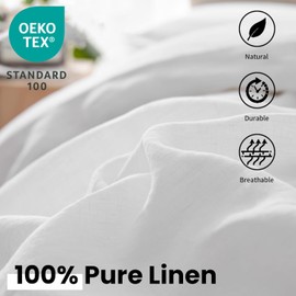 Simple&Opulence 100% Linen Euro Shams with Coconut Button (26''x26'') - Pack of 2, Solid Color Natural Flax Breathable Square Throw Pillow Covers - White