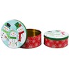 Round Nesting Tins With Holiday Print Designs Bundle of 2
