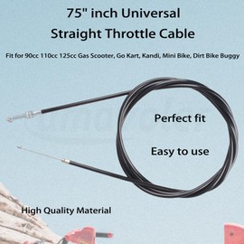 amavoler 75" inch Universal Straight Throttle Cable for 90cc 110cc 125cc Gas Scooter, Go Kart, Kandi, Mini Bike, Dirt Bike Buggy L5C00049FM5020500 (1 pcs)