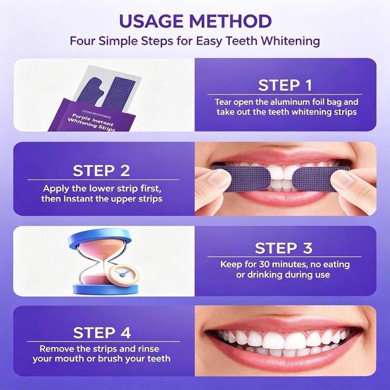 Purple Teeth Brightening Strips – Gentle Teeth Care Strips for