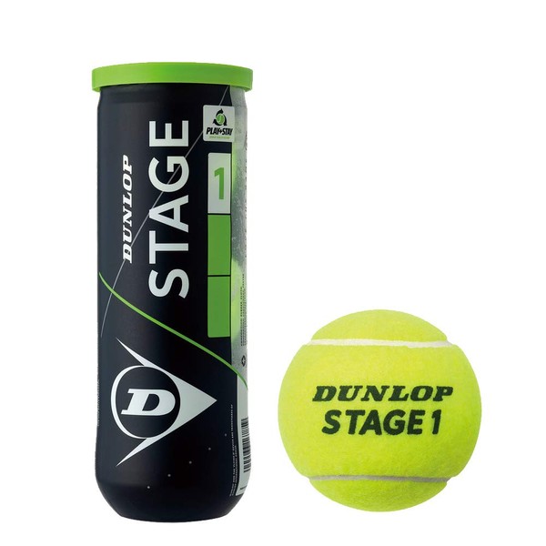 Dunlop STG1GRC3TIN Tennis Balls for Kids and Juniors, Stage 1 Green, 1 Bottle (3 Pieces), Yellow