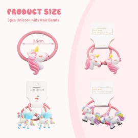 RYMAUP 3 Pairs Cute Unicorn Hair Ties for Babies, Thin Ropes, Ponytail Holders for Toddlers, Elastic Hair Ties for Kids, Birthday Gift for Kids