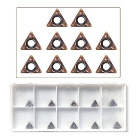 SI FANG 10Pcs Carbide Insert Cutter Tungsten Steel High Precision Blade for Mini Pneumatic Chamfering Machine, Replaceable Turning Inserts Lather Turning Tool with Box, Metal Trimming and Chamfering