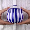 City to Cottage® Navy Blue Striped Handmade Hand Painted Ceramic