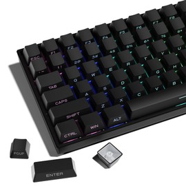 XVX PBT Keycaps - Side Print Keycaps 60 65 75 100 Percent, Double Shot Shine Through Custom Key caps, Black 136 Keys Set, OEM Profile, Minimalist Style Phantom for Cherry Gateron MX Switche Keyboard