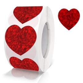 Red Heart Stickers Roll 1.5 Inch Valentine's Day Love Shape Labels Waterproof Removable for Craft Envelopes Boxes Gift Party Wedding 500 PCS