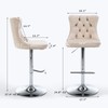 SoarFlash Velvet Bar Stool Set of 2, Adjustable Swivel Bar