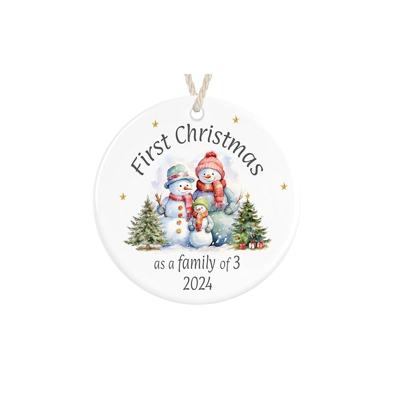 First Christmas as a Family of 3 Ceramic Ornament, Xmas