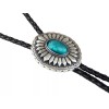 Unbranded Turquoise Oval Bolo Tie Real Silver Plated 38" Adjustable