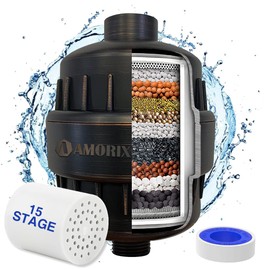 Oil-Rubbed Bronze Shower Head Filter - 15 Stages for Hard Water, High Output, Reduces Dry Skin & Itchy Scalp - Improves Skin Condition