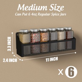 Moforoco 6 Spice Rack Over Door Pantry Organizer for Cabinet Door Wall Mount, Hanging Black Spice Pantry Organization Storage Shelf, Farmhouse Kitchen Seasoning Organizer Cabinet Door