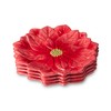 Winter Blooms Poinsettia Dessert Plates – Set of 4 3D