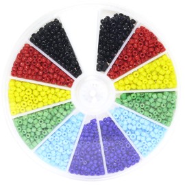 Lind Kitchen 1000pcs Mini Glass Beads DIY Handmade Jewellery Beading Fittings Loose Seed Spacer Beads 2mm 6-Color Mixed (Black, Red, Yellow, Green, Light Blue, Dark Blue)