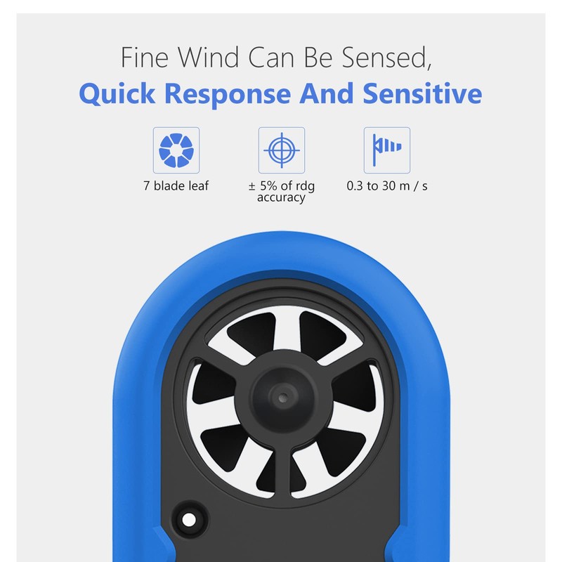 Anemometer Handheld, Mini Digital Wind Speed Meter, Measuring Temperature, Max/Average/Current