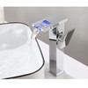 Chrome Bathroom Vessel Faucet Led Light 3 Color Changing Waterfall