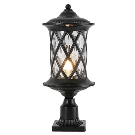 N / A NLIEOPDA Industrial Exterior Lamp Post Lighting Fixtures Waterproof Post Light Outdoor with 3-Inch Pier Mount Base,Water Glass Lampshade 60W E26 Retro Outdoor Pillar Lights for Yard,Porch,Patio