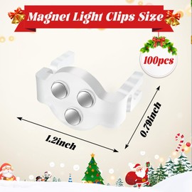 100 Pack C9 Magnetic Christmas Light Clips, Extra Strong Magnetic Clips Hooks for Christmas Lights, Magnet Christmas Light Clips for C9 C7 Sockets Metal Roof Gutters Outside Patio Holiday Lighting