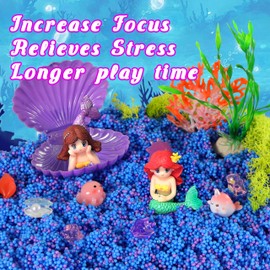 Carolart Mermaid Sensory Bin,Ocean Sensory Play Kit for Girls with Sensory Foam Beads and Storage bin, Ocean Sensory kit,Toddler Toys Ages 3 4 5 6 7 8