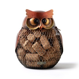 SEINHIJO Wine Cork Holder Statue Sculpture Owl Figures Modern Decor Ornament Metal Arts Gift Living Room Art 20 cm