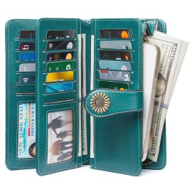 SENDEFN Wallets for Women Leather Credit Card Holder with RFID Blocking Large...