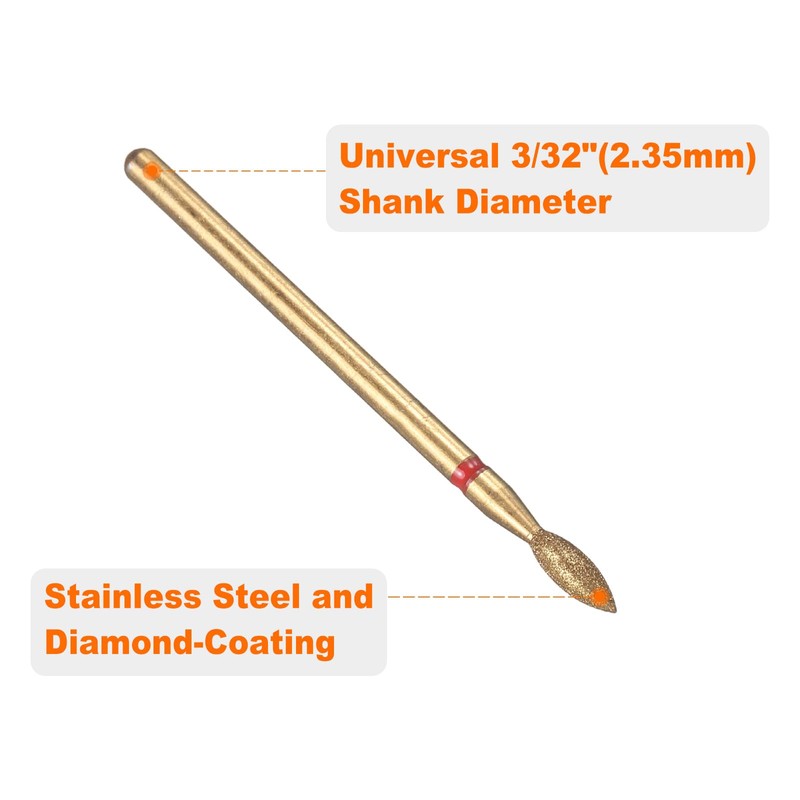sourcing map 16pcs 200-230 Grits Diamond Grinding Bit 2.6mm Oval