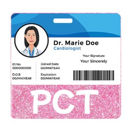 Akilibiely Pink PCT Badge Buddy Card Holder Badge Buddies Reel Bling Identification Tags for Hospital Medical Nursing Student Work Glitter ID Name Cards Horizontal Nurse Accessories