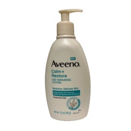 Aveeno Calm + Restore Oat Repairing Lotion Fragrance Free, Oat Prebiotic   12oz