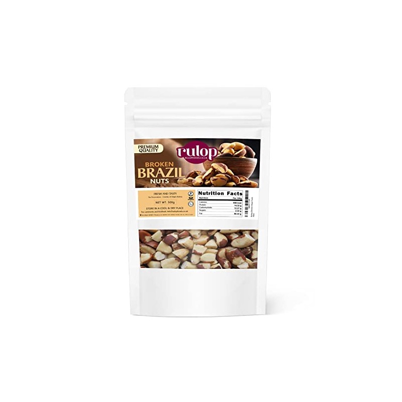 Rulop Broken Brazil Nuts 500g, Raw Unsalted Brazil Nuts, Vegan