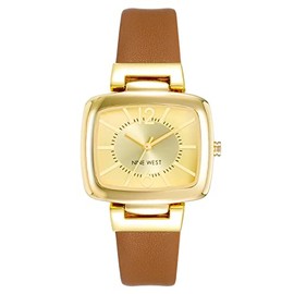 Nine West Women's Strap Watch, Honey Brown/Gold, NW/1856GPHY