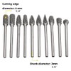 Gasea 10pcs 1/8”(3mm) Shank Rotary Burr Double Cut Tungsten Carbide